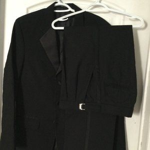 Fumagallis men's suit with bowtie adjustable waist pant buttons up top 100% wool